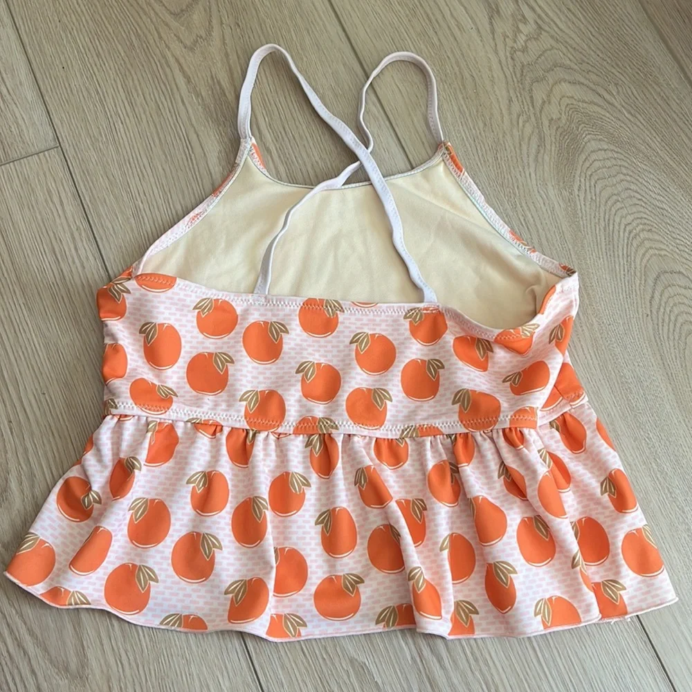 Pink Chicken Girls' Ruffle Tankini Swim Tank Top Tangerine Oranges